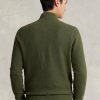 Olivové pánské svetry Ralph Lauren ze síťovaného bavlněného úpletu se čtvrtky na zip Olivové pánské svetry Ralph Lauren ze síťovaného bavlněného úpletu se čtvrtky na zip