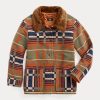 Oranžové dámské žakárové bundy Ralph Lauren Shearling-Collar