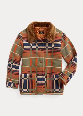 Oranžové dámské žakárové bundy Ralph Lauren Shearling-Collar