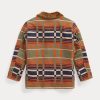 Oranžové dámské žakárové bundy Ralph Lauren Shearling-Collar