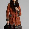 Oranžové dámské žakárové kabáty Ralph Lauren Shearling-Collar