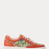 Oranžové dámské žakárové tenisky Ralph Lauren Hailey Floral Monogram