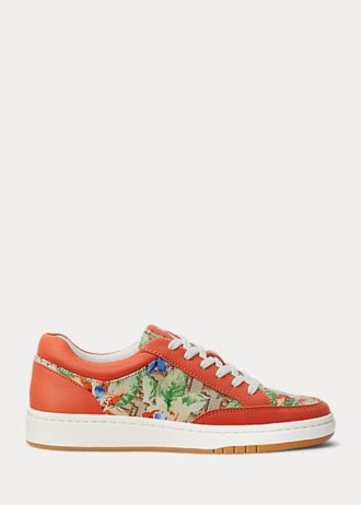 Oranžové dámské žakárové tenisky Ralph Lauren Hailey Floral Monogram Oranžové dámské žakárové tenisky Ralph Lauren Hailey Floral Monogram
