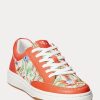 Oranžové dámské žakárové tenisky Ralph Lauren Hailey Floral Monogram