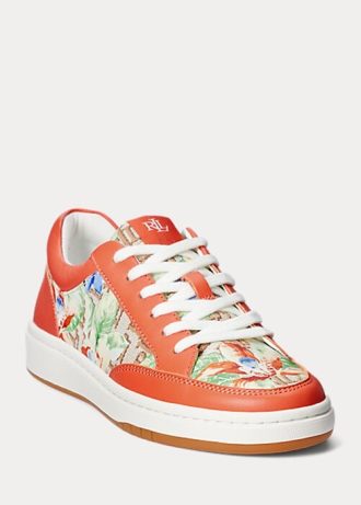 Oranžové dámské žakárové tenisky Ralph Lauren Hailey Floral Monogram Oranžové dámské žakárové tenisky Ralph Lauren Hailey Floral Monogram