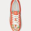 Oranžové dámské žakárové tenisky Ralph Lauren Hailey Floral Monogram