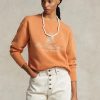 Oranžové dámské fleecové mikiny s logem Ralph Lauren