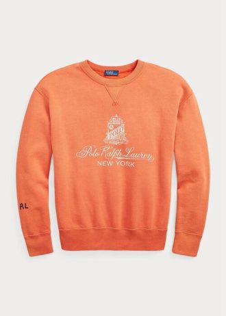 Oranžové dámské fleecové mikiny s logem Ralph Lauren Oranžové dámské fleecové mikiny s logem Ralph Lauren