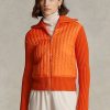 Oranžové dámské hybridní bundy Ralph Lauren s trychtýřovým výstřihem