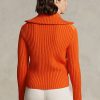 Oranžové dámské hybridní bundy Ralph Lauren s trychtýřovým výstřihem