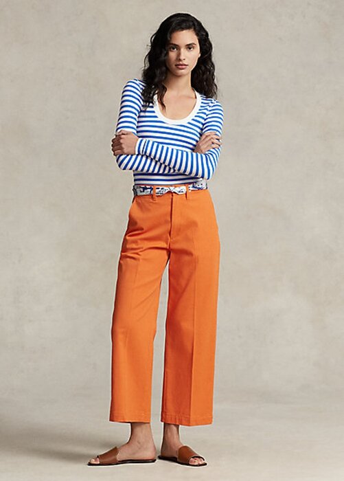 Oranžové dámské široké kalhoty Ralph Lauren Chino Oranžové dámské široké kalhoty Ralph Lauren Chino
