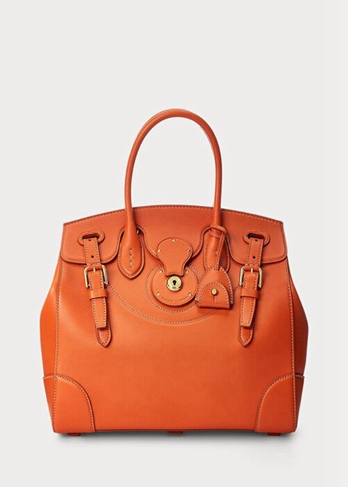 Oranžová dámská kabelka Ralph Lauren Calfskin Soft Ricky 33 Oranžová dámská kabelka Ralph Lauren Calfskin Soft Ricky 33