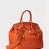 Oranžová dámská kabelka Ralph Lauren Calfskin Soft Ricky 33 Oranžová dámská kabelka Ralph Lauren Calfskin Soft Ricky 33