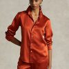 Oranžové dámské košile Ralph Lauren Mulberry Silk Shir