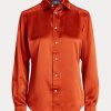 Oranžové dámské košile Ralph Lauren Mulberry Silk Shir