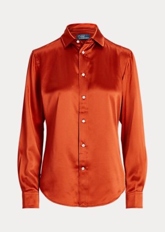 Oranžové dámské košile Ralph Lauren Mulberry Silk Shir Oranžové dámské košile Ralph Lauren Mulberry Silk Shir