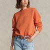 Oranžové dámské mikiny Ralph Lauren Fleece Crewneck Pullover