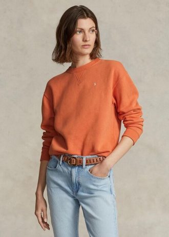 Oranžové dámské mikiny Ralph Lauren Fleece Crewneck Pullover Oranžové dámské mikiny Ralph Lauren Fleece Crewneck Pullover