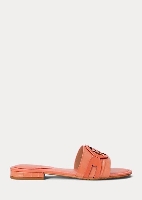 Oranžové dámské ploché boty Ralph Lauren Alegra krokodýlí embosované kůže Oranžové dámské ploché boty Ralph Lauren Alegra krokodýlí embosované kůže
