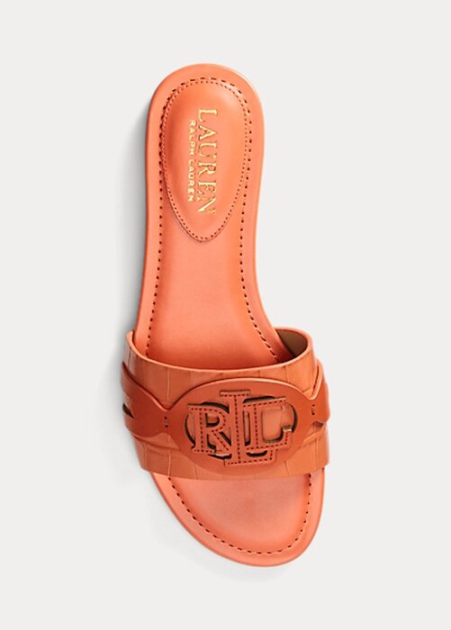 Oranžové dámské ploché boty Ralph Lauren Alegra krokodýlí embosované kůže Oranžové dámské ploché boty Ralph Lauren Alegra krokodýlí embosované kůže