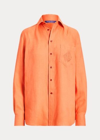 Oranžové dámské plátěné košile Ralph Lauren Adrien Oranžové dámské plátěné košile Ralph Lauren Adrien