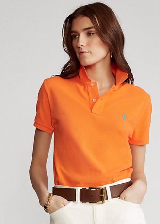 Oranžové dámské polokošile Ralph Lauren Classic Fit Mesh Polo