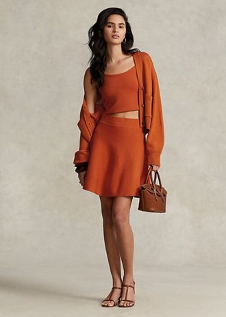 Oranžové dámské rozšířené sukně Ralph Lauren Merino vlny Oranžové dámské rozšířené sukně Ralph Lauren Merino vlny