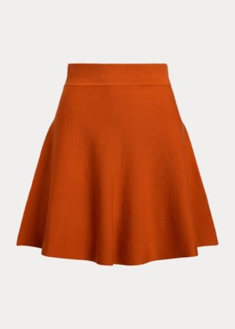 Oranžové dámské rozšířené sukně Ralph Lauren Merino vlny Oranžové dámské rozšířené sukně Ralph Lauren Merino vlny