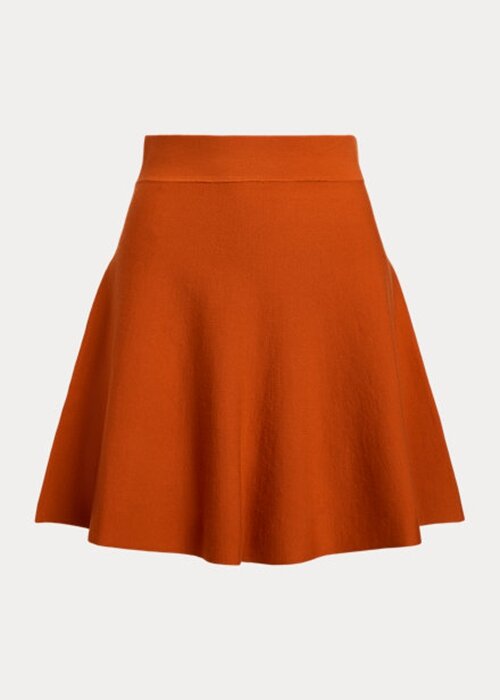 Oranžové dámské rozšířené sukně Ralph Lauren Merino vlny Oranžové dámské rozšířené sukně Ralph Lauren Merino vlny