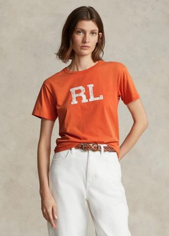 Oranžová dámská trička Ralph Lauren Rl Logo Jersey