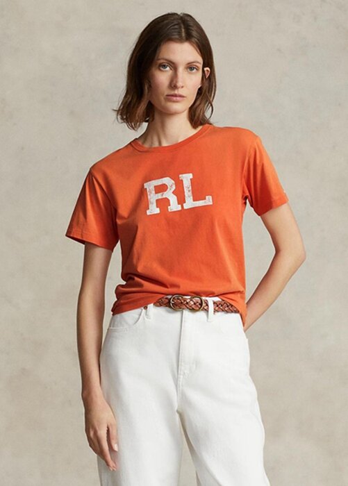 Oranžová dámská trička Ralph Lauren Rl Logo Jersey Oranžová dámská trička Ralph Lauren Rl Logo Jersey