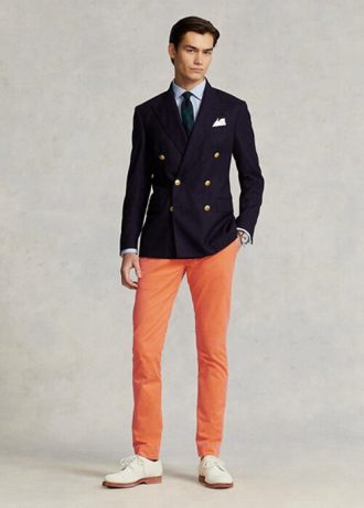Oranžové pánské kalhoty Ralph Lauren Stretch Slim Fit Chino