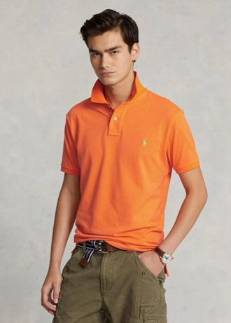 Oranžové pánské polokošile Slim Fit Mesh Ralph Lauren Custom Oranžové pánské polokošile Slim Fit Mesh Ralph Lauren Custom
