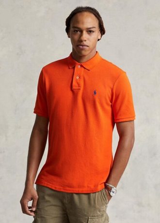 Oranžové pánské polokošile Slim Fit Mesh Ralph Lauren Custom Oranžové pánské polokošile Slim Fit Mesh Ralph Lauren Custom