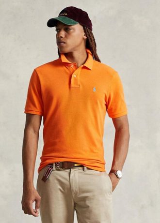 Oranžové pánské polokošile Slim Fit Mesh Ralph Lauren Custom Oranžové pánské polokošile Slim Fit Mesh Ralph Lauren Custom