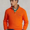 Oranžové pánské svetry Ralph Lauren Bavlněné se zapínáním na čtvrt zip Oranžové pánské svetry Ralph Lauren Bavlněné se zapínáním na čtvrt zip