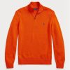 Oranžové pánské svetry Ralph Lauren Bavlněné se zapínáním na čtvrt zip Oranžové pánské svetry Ralph Lauren Bavlněné se zapínáním na čtvrt zip