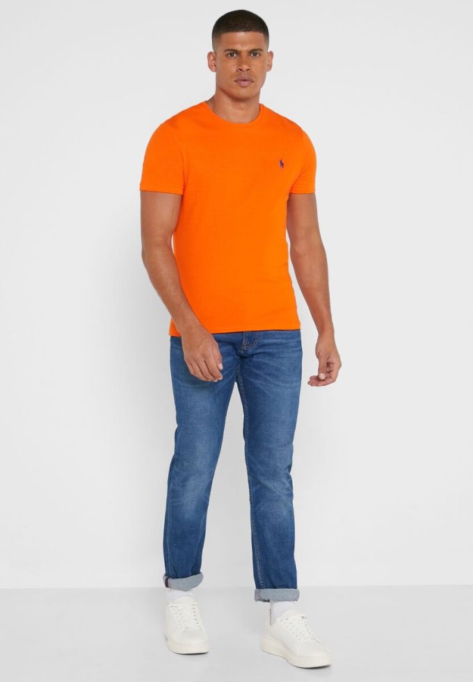 Oranžová pánská trička Ralph Lauren Essential Crew Neck Oranžová pánská trička Ralph Lauren Essential Crew Neck