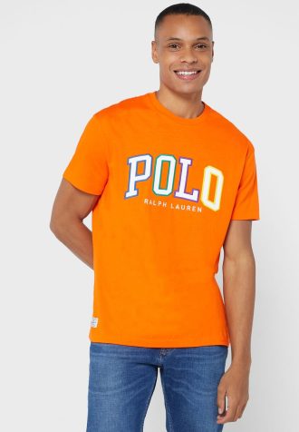 Oranžová pánská trička Ralph Lauren Logo Crew Neck