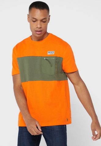 Oranžová pánská trička Ralph Lauren Logo Crew Neck