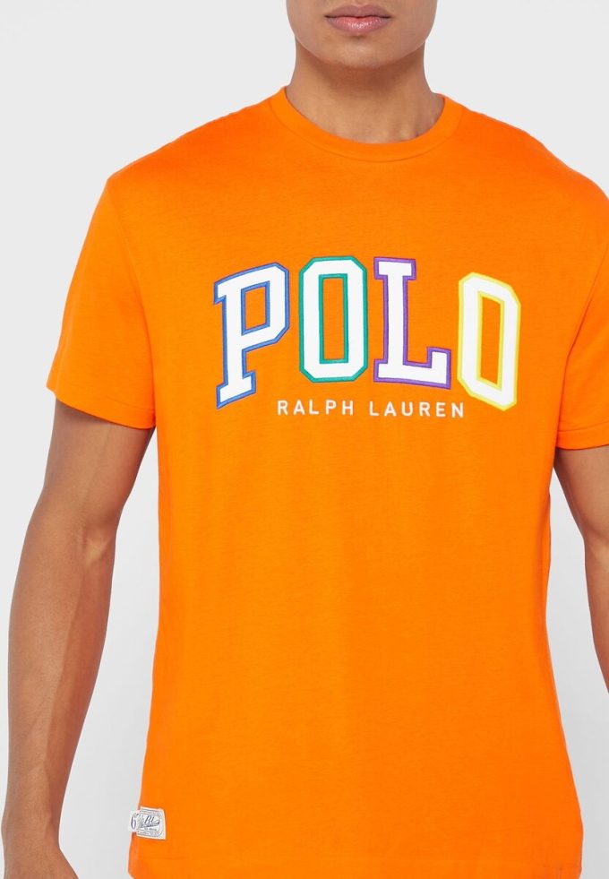 Oranžová pánská trička Ralph Lauren Logo Crew Neck Oranžová pánská trička Ralph Lauren Logo Crew Neck
