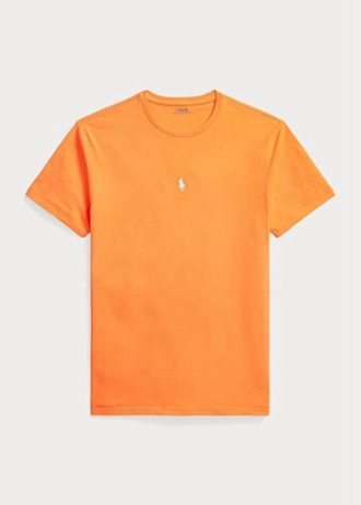 Oranžová pánská trička Slim Fit Crewneck Ralph Lauren Custom