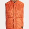 Oranžová pánská vodoodpudivá prošívaná vesta Ralph Lauren