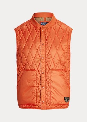Oranžová pánská vodoodpudivá prošívaná vesta Ralph Lauren