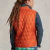 Oranžová pánská vodoodpudivá prošívaná vesta Ralph Lauren
