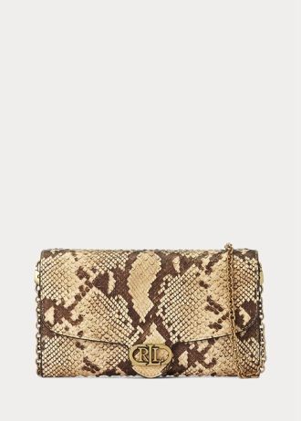 Pergamenové dámské crossbody kabelky Ralph Lauren z umělé hadí kůže Medium Adair