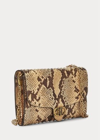 Pergamenové dámské crossbody kabelky Ralph Lauren z umělé hadí kůže Medium Adair