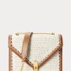 Pergamenové krémové dámské kabelky Ralph Lauren Polo ID háčkované obálky s řetízkem Crossbody