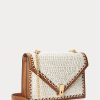 Pergamenové krémové dámské kabelky Ralph Lauren Polo ID háčkované obálky s řetízkem Crossbody