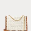 Pergamenové krémové dámské kabelky Ralph Lauren Polo ID háčkované obálky s řetízkem Crossbody